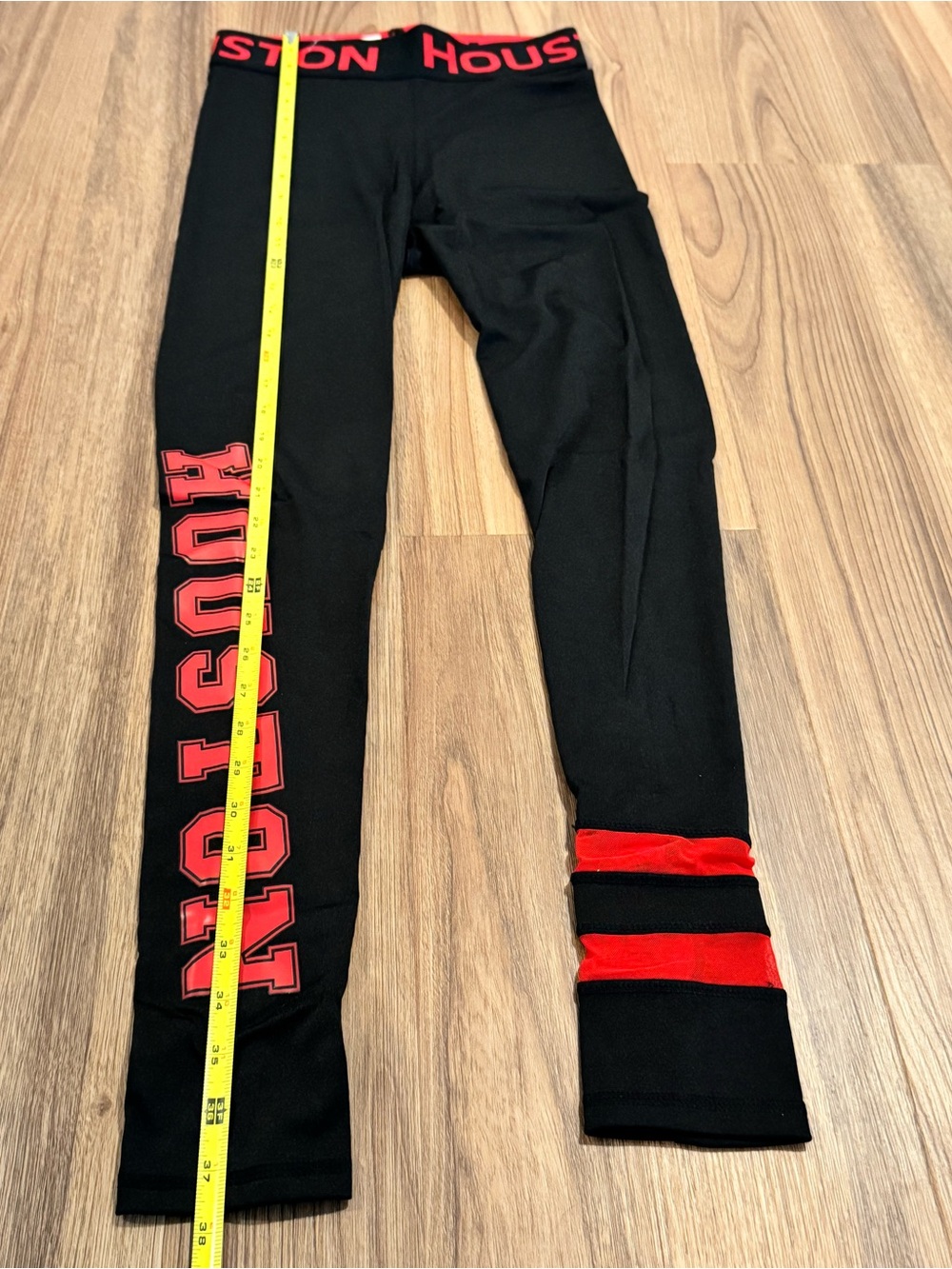 LIDA Houston Sport Black & Red Leggings w/ Branded Waistband- size S/M & L/XL - Picture 12 of 15